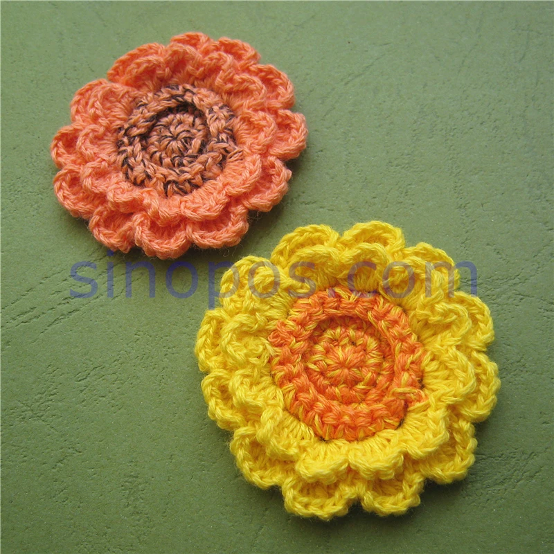 Ручная работа крючком в виде подсолнуха 2 дюйма аппликация из хлопчатобумажной