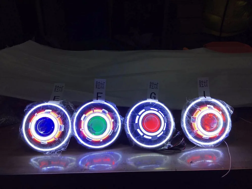 Одна пара 7 дюймов JK Led звездное фары для автомобиля с дьявол Демон глаз и