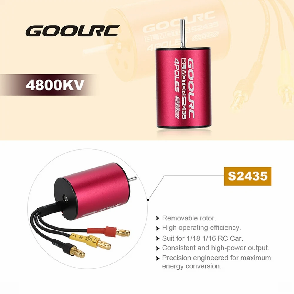 Оригинальные запчасти GoolRC S2435 1/16 кв Бессенсорный бесщеточный двигатель и 35A ESC