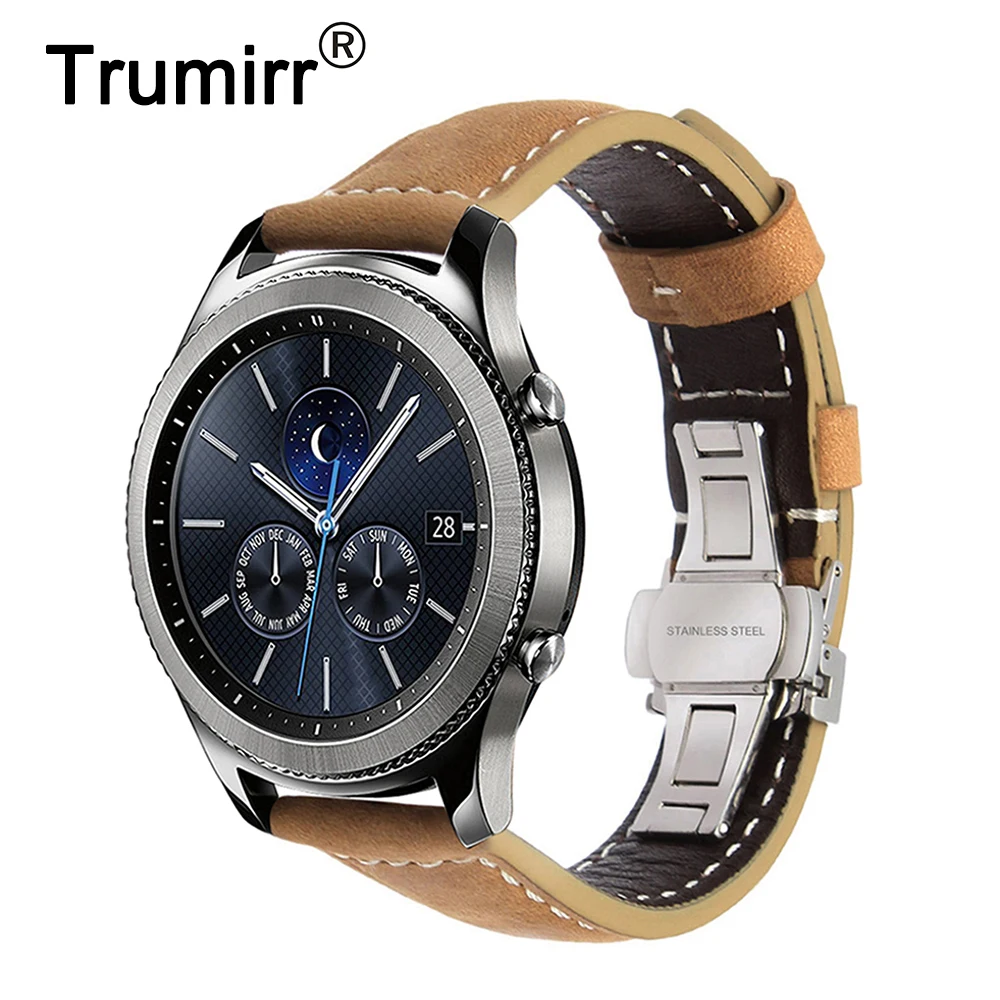 Итальянский кожаный ремешок 22 мм для Samsung Gear S3 / Galaxy Watch 46mm Watch3 45 мм/Gear 2 Neo Live на