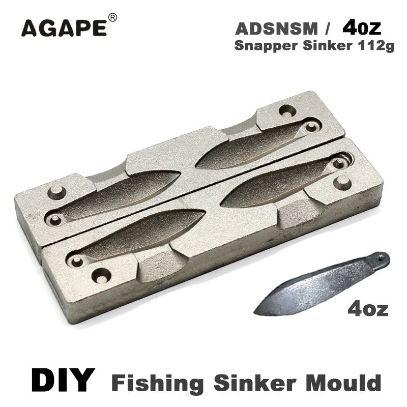 Agape DIY Fishing Snapper Sinker Mould ADSNSM/4oz Snapper Sinker 112g 2 Cavities
