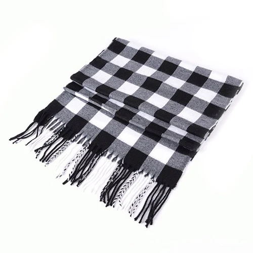 Новый классический черный и белый клетчатый полосатый декоративный шарф с