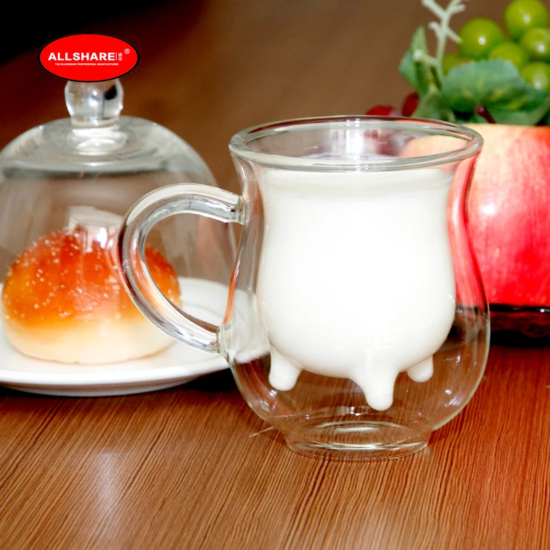 Индивидуальная креативная чашка для молока с двойной стеклянной ручкой 250 мл/8 54