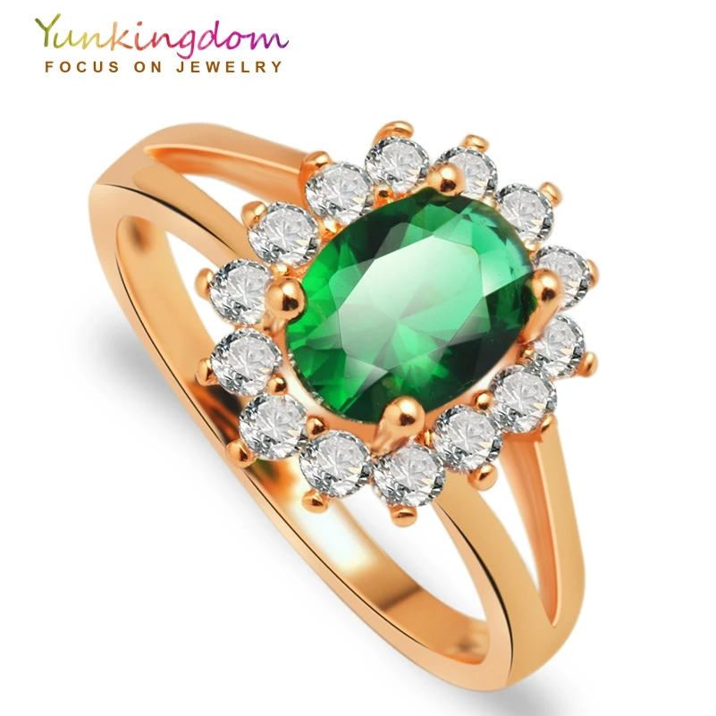 Женское кольцо с кристаллом из розового золота Yunkingdom классические обручальные