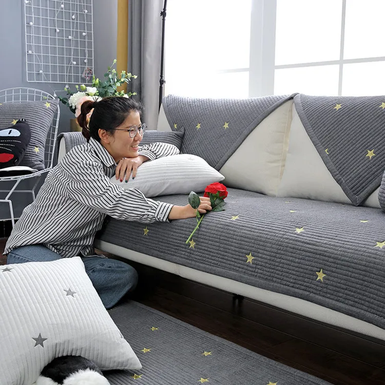 Cotton Embroidery Non-slip Sofa Cushion Four Seasons Universal Living Room Combination Sofa Back Armrest Towel