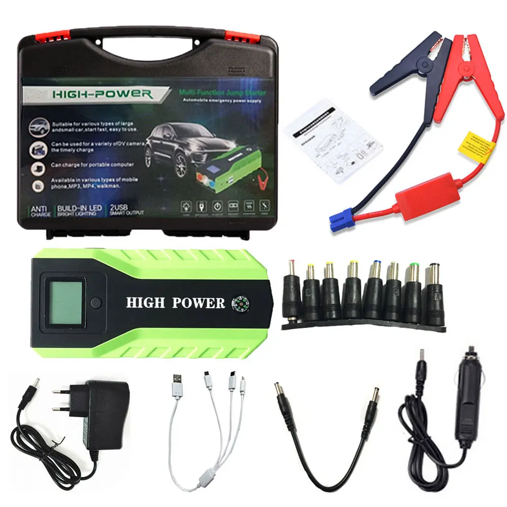 Green With box GKFLY Многофункциональный стартер скачка 1000A 12V 2USB 600A Портативный автомобиля Батарея усилитель Зарядное устройство усилитель Мощность power Bank пусковое устройство - Цвет: Green With box