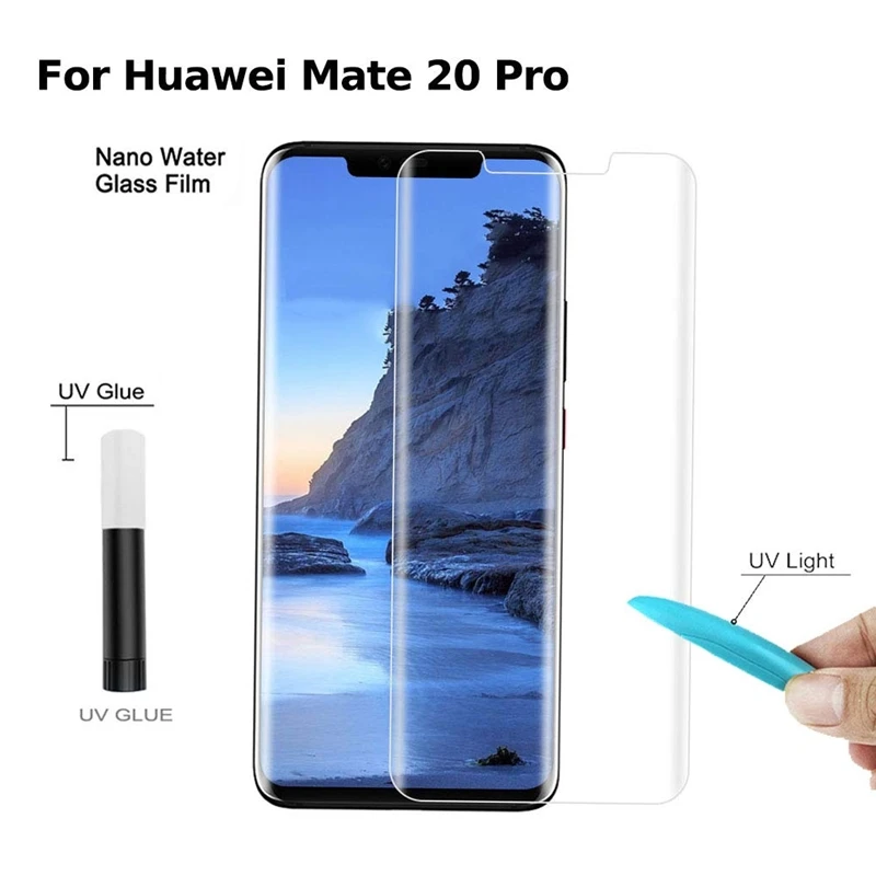 Полностью жидкий клей УФ закаленное стекло для Huawei P30 Pro Защита экрана Mate 20 Lite RS