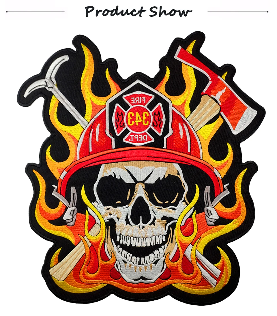 Глажка патчи FIRE DEPT череп пожарный череп дизайн наклейки одежда аксессуары Байкерский жилет Железный вышитый патч одежда
