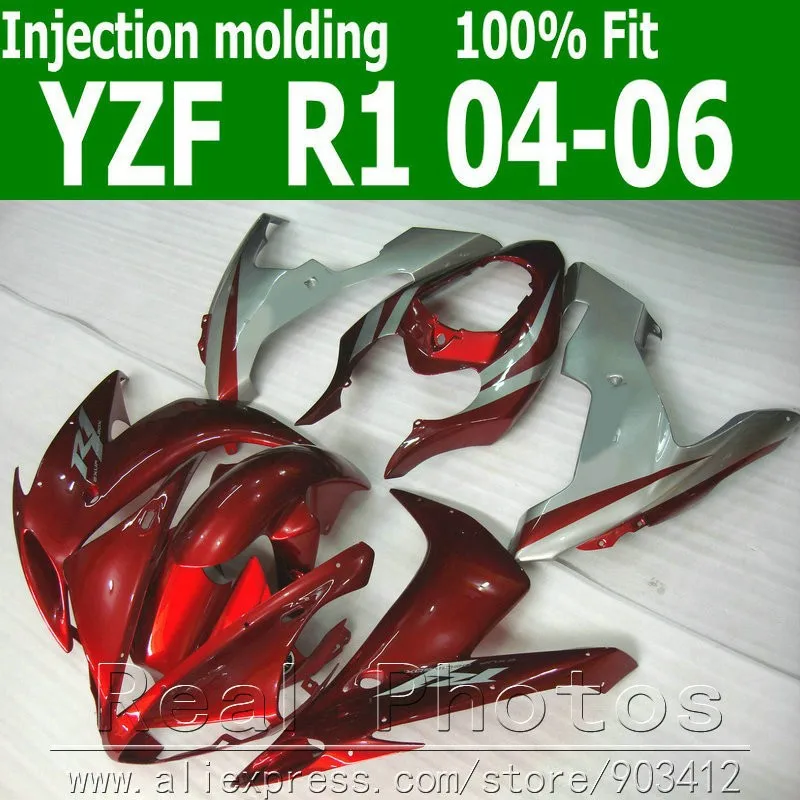 100% литья под давлением комплект обтекателей для YAMAHA R1 2004 2005 2006 желтый черный 04 05 06