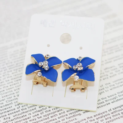 Модные серьги с цветком камелии синего цвета|camellia earrings|earrings flowerfashion flower earings |