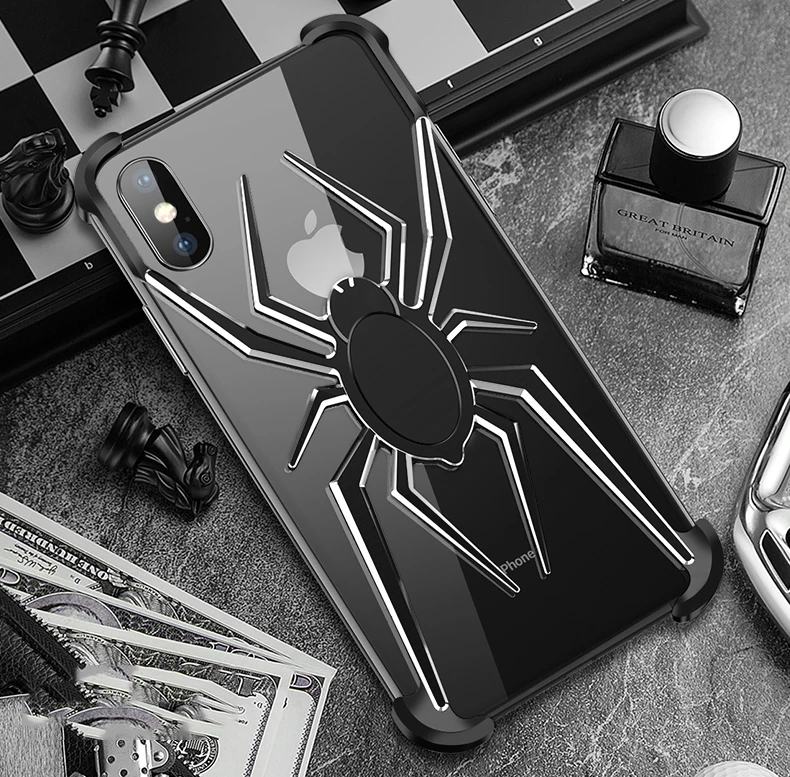 Роскошный чехол ADKO с пауком для iPhone XR XS Max, защита от пыли, алюминиевый металлический бампер для iPhone X