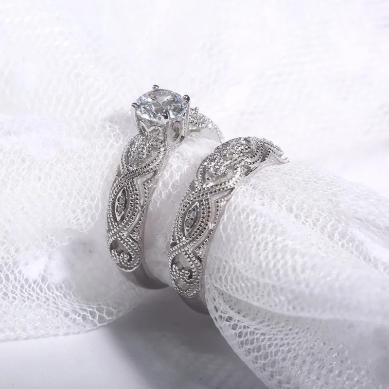 Обручальное кольцо комплекты элегантное модное Ювелирное Украшение с белым