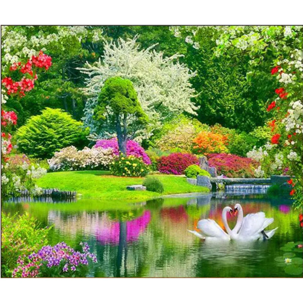 

Diy Diamond painting swan Diamond embroidery landscape square icon full diamond mosaic Arts and Crafts for pictures of diamonds