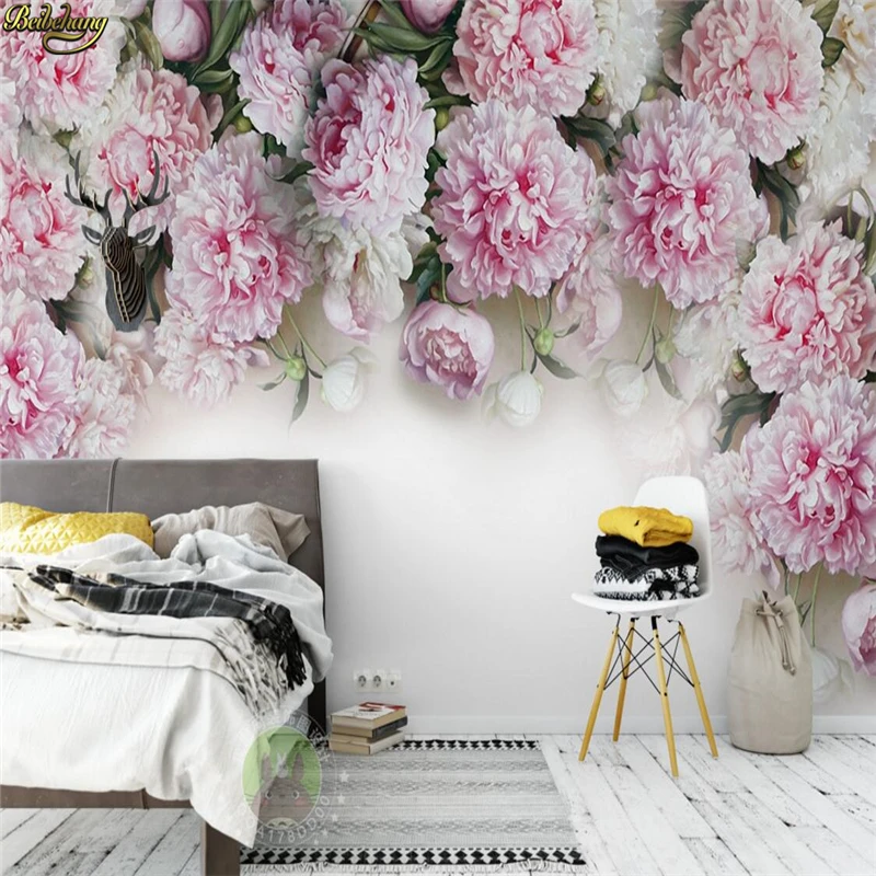 Фотообои beibehang на заказ настенные европейские романтические пионы задний фон для