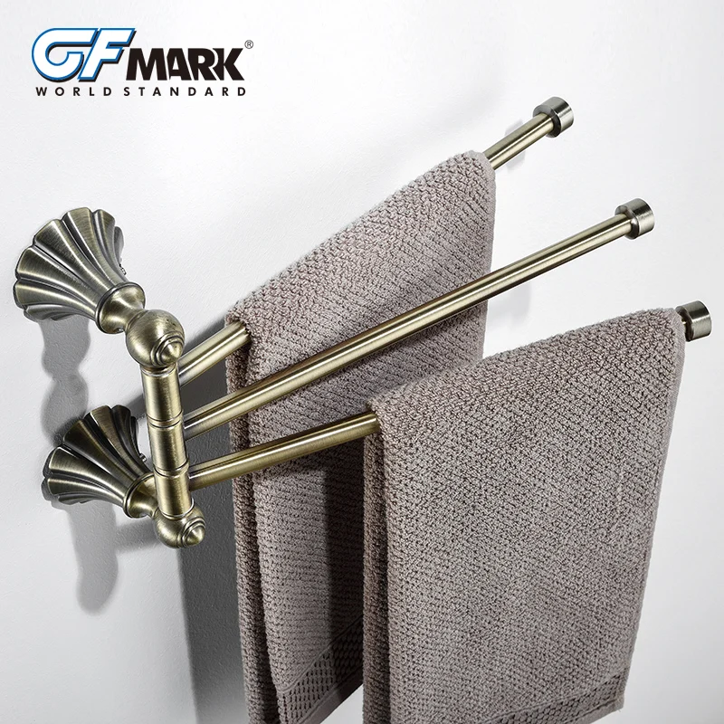 Античный держатель для полотенец GFmark регулируемый медный полки ванной бронзовый