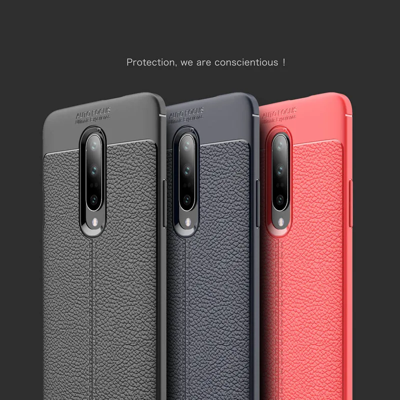 Чехол для Oneplus 7 Pro кожаный роскошный мягкий ТПУ ультра модный противоударный