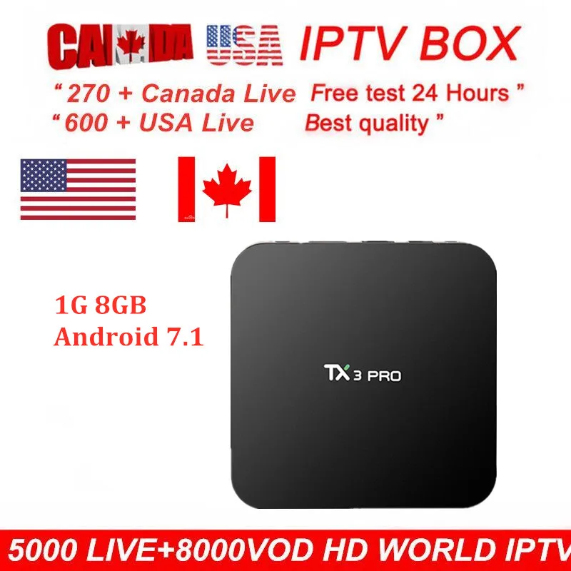 TX3 PRO tv box Android 7,1+ 1 год KING ip tv подписка для США Канада Франция испанско-португальский Арабский IP tv M3U mag smart tv box