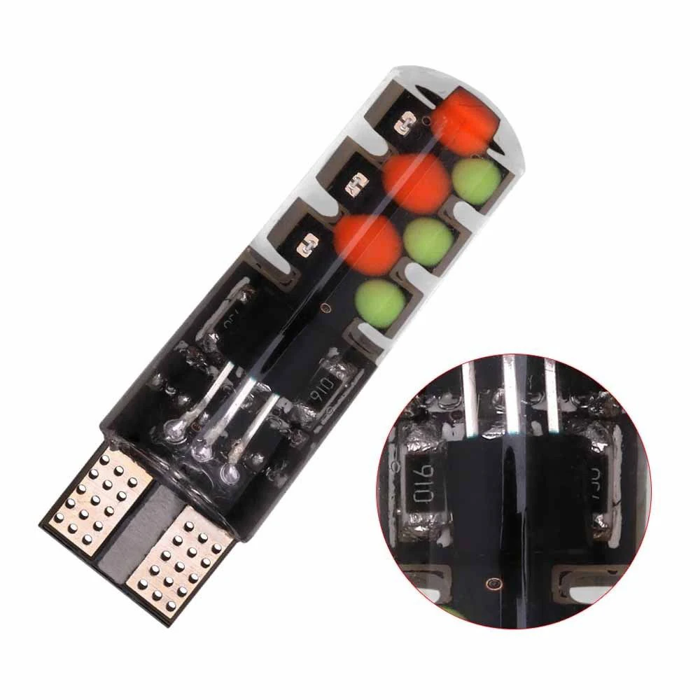 Новое поступление T10 RGB COB ширина лампы зазор огни Красочный мигающий