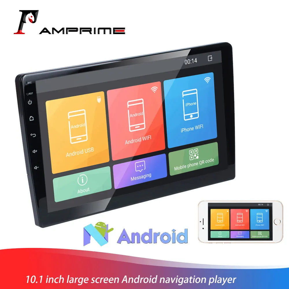 AMPrime автомобильный радиоприемник 10 1 ''большой экран Android навигация