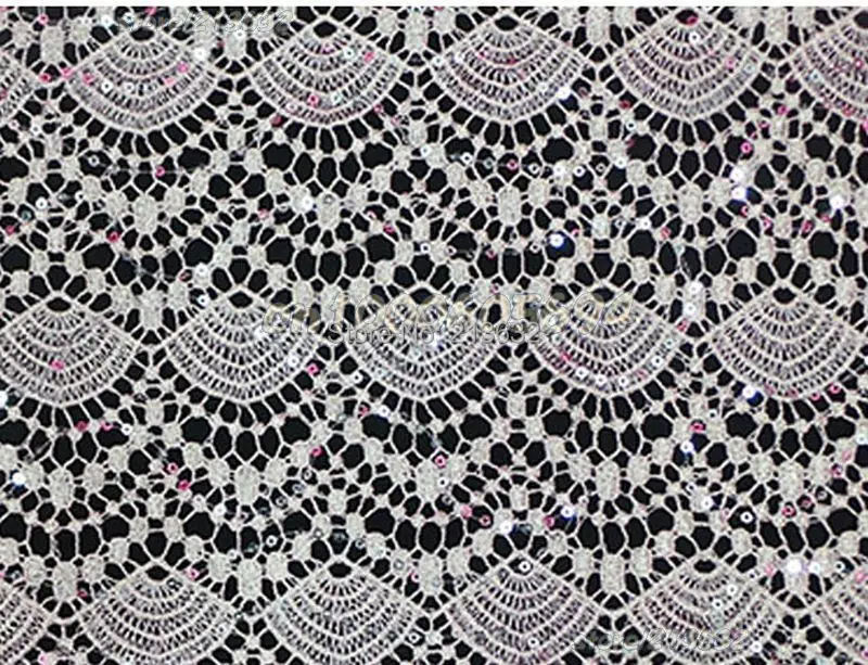 PQYY60 All the silver light of water soluble polyester filament fabric lace heavy stereo flower fan sequins embroidery cloth | Дом и сад
