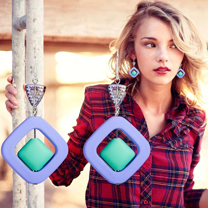 Женские серьги из серебра 925 пробы с геометрическим рисунком|big earrings for women|big