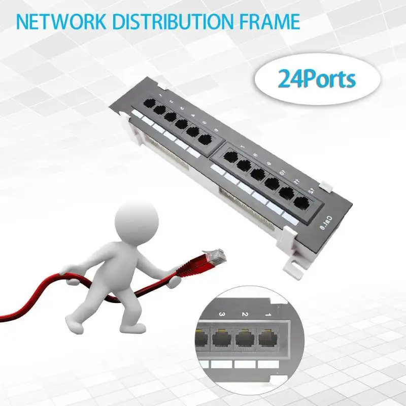 12/24 Порты и разъёмы CAT6 патч Панель RJ45 сетевой настенный держатель для ванной комнаты монтажный кронштейн
