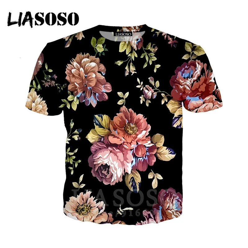 Футболка Объёмный рисунок (3D-принт) красивые красочные мужчин и женщин цветок