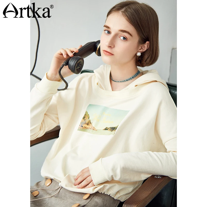 Женские повседневные пуловеры ARTKA с принтом и длинным рукавом регулируемым