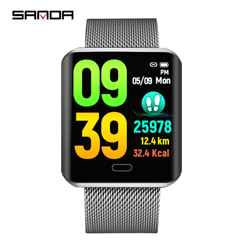 Silver SANDA B8 мужские Смарт SPO2 13 языков цифровые часы женские напоминание о звонках пульсометр часы Шаг Калорий красота часы - Цвет: Silver