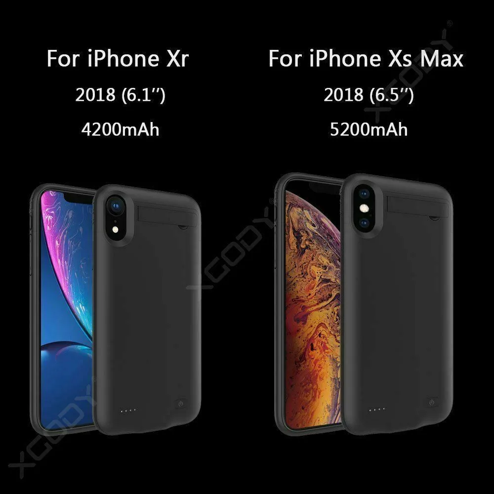 XGODY 5200 мАч умный чехол для аккумулятора для iphone XR XSMAX Внешний чехол для зарядки аккумулятора для iphone XR XSMAX с держателем для телефона