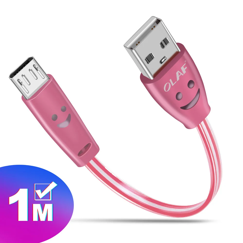 Micro USB кабель улыбающееся лицо светящийся светодиодный светильник Быстрая зарядка USB кабель для передачи данных для samsung iPhone мобильный телефон usb кабели для зарядки