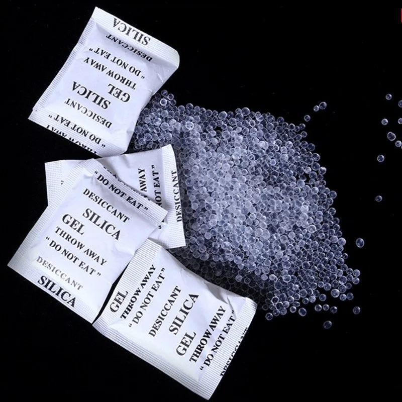 50/100 Packs 1g Non-Toxic Silica Gel Desiccant Damp Dehumidifier Room Kitchen Clothes Food Storage Moisture Absorber Bags