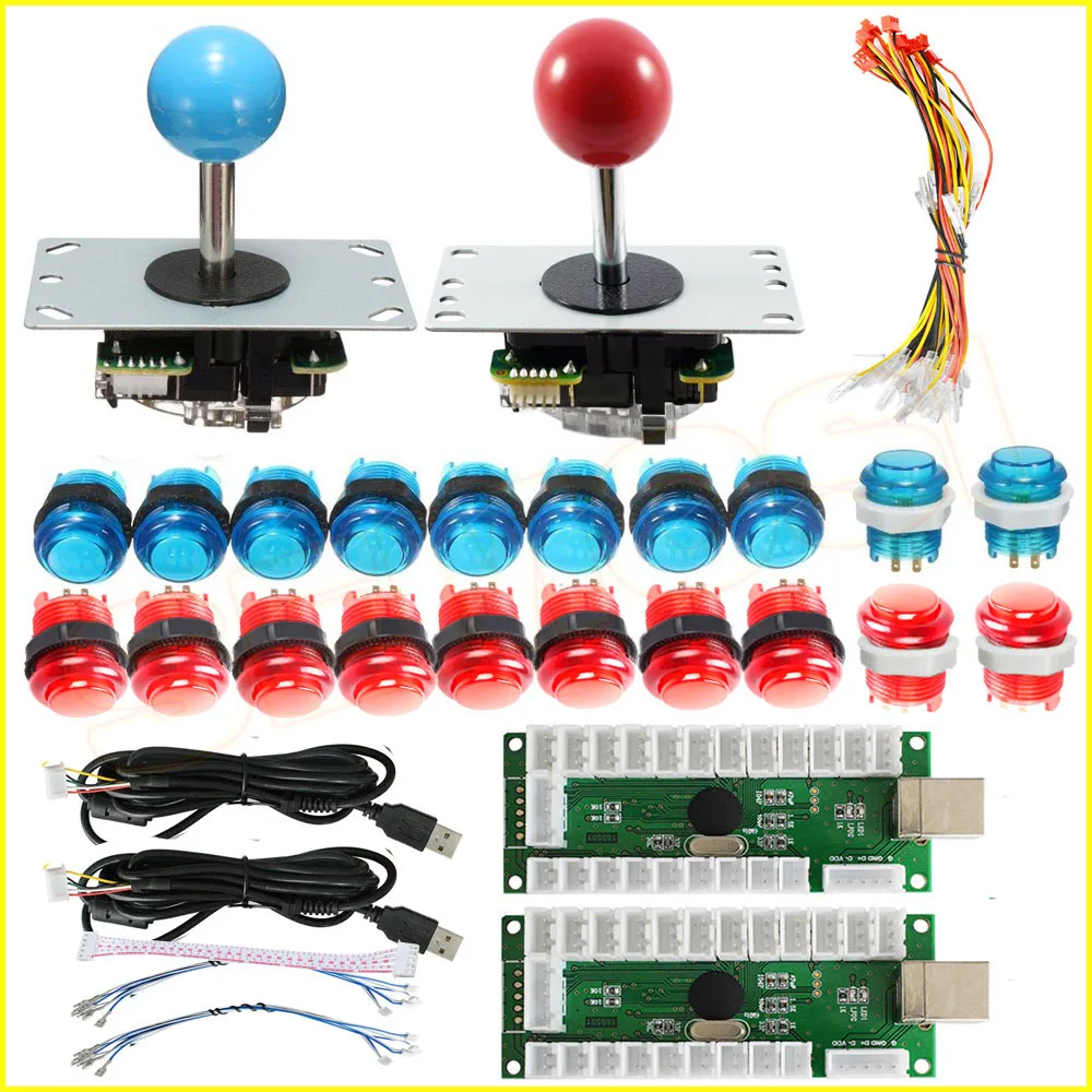 2 игрока DIY аркадный джойстик наборы с 20 светодиодными кнопками Аркады + 5pin