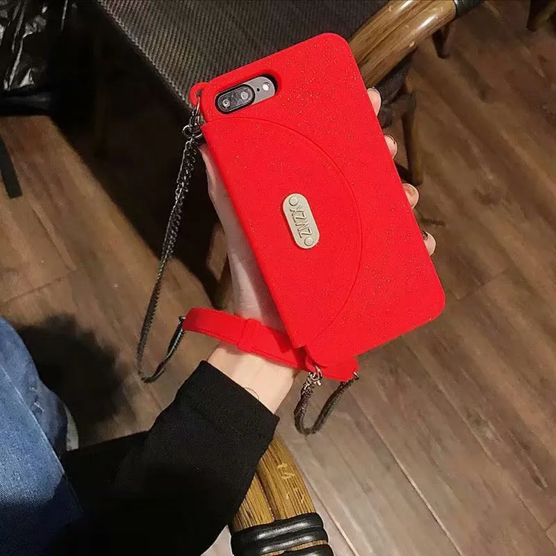 FTAIDKJ Роскошный кошелек карты мягкий силиконовый Шолдер Сумка для iPhone X XS Max XR XS 10 7 6 6S 8 Plus женская сумочка кошелек с цепочкой