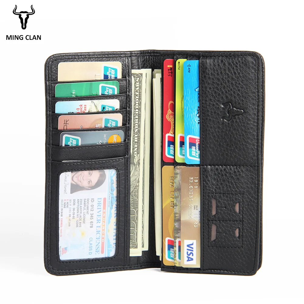 

Mingclan Women's Purse Genuine Leather Men Long Purse Full Grain Leather Bag Credit Card Holder Travel Business Card Wallet