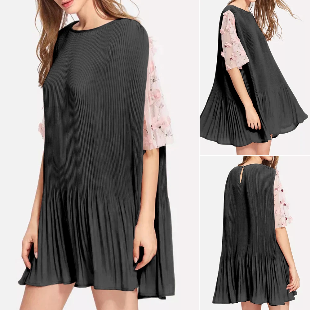 Женское платье женские пляжные Летние Плиссированные Мини-модные вечерние