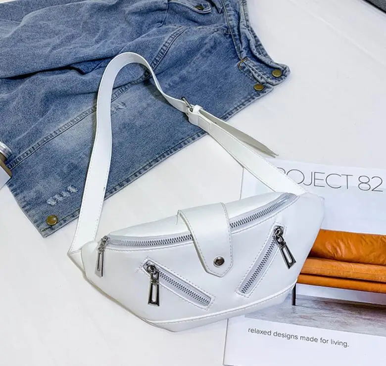 white Поясная Сумка для женщин heuptas leer money belt для путешествий Черный banane sacoche beltbag кошелек грудь поясная сумка женская bolsa cintura - Цвет: white