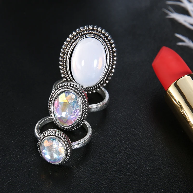 Jewdy bohemian vintage rings opal stone for women fashion Statement Anillos Mujer Jewellery 3pcs/ set | Украшения и аксессуары