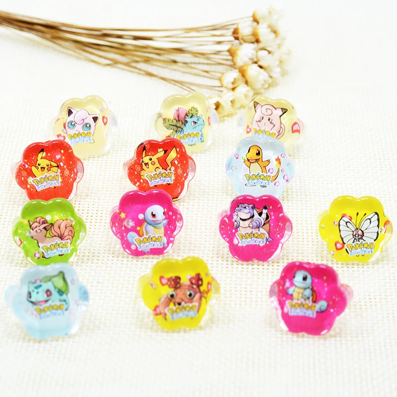 Детские акриловые кольца Pokemon Go 50 шт./партия вечерние сувениры для девочек |