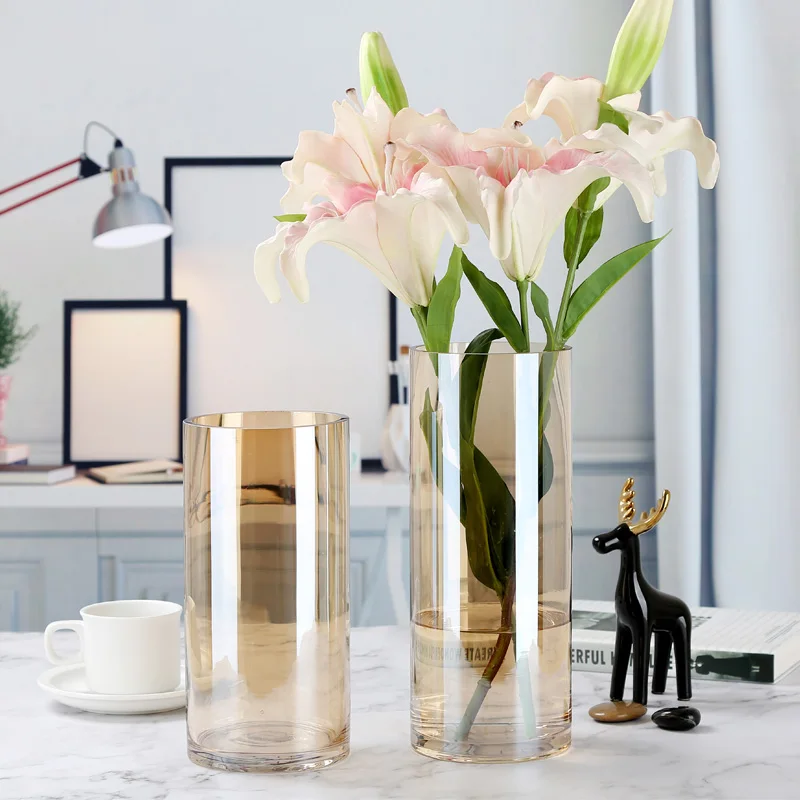 

Creative transparent straight glass vase Hydroponic apparatus terrarium flower vases centerpieces for weddings home decoration