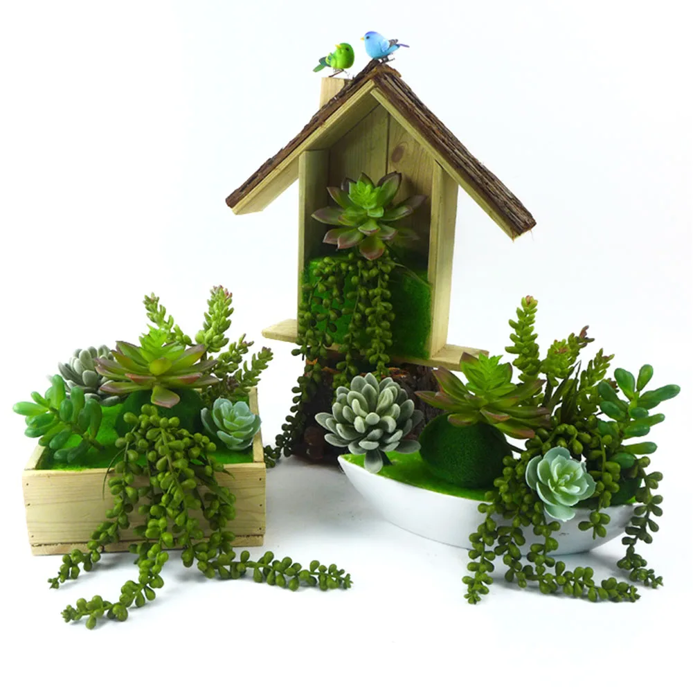 6 шт./компл. Искусственные суккуленты бонсай сад в горшке искусственные растения