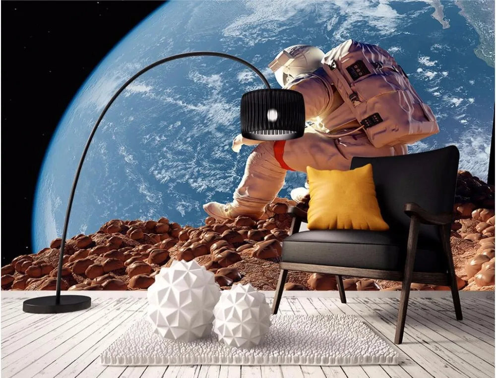 Пользовательские настенные 3d обои астронавтов на moon просмотра земли Настенный