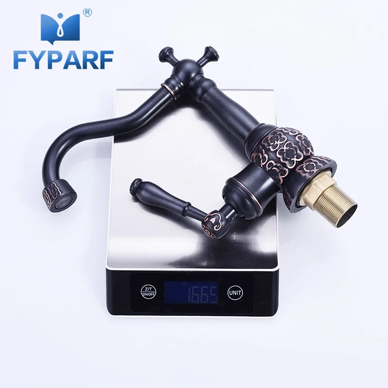 

FYPARF Basin Faucet Brass Excellent Core Golden Bathroom Sink Faucets Single Handle Hot and Cold Faucet for the Sink Water Tap