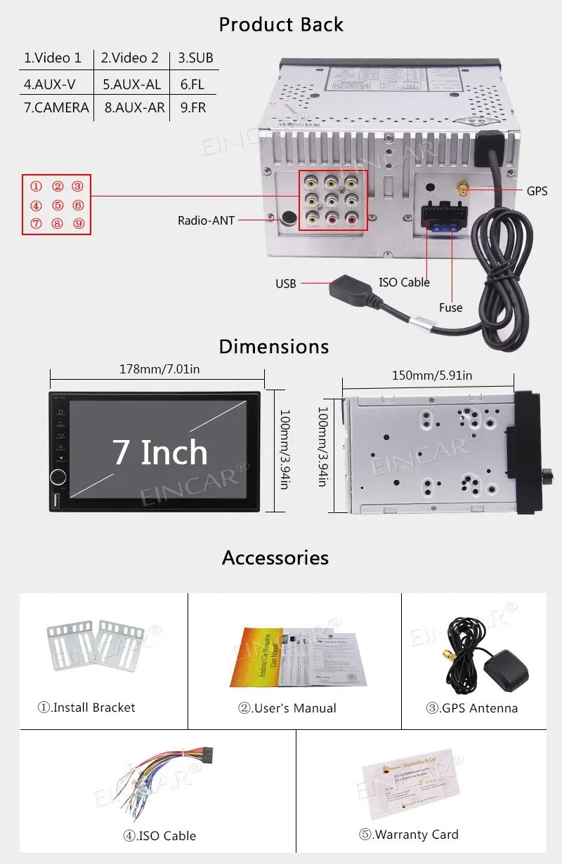 Android 7 1 2din Авторадио Восьмиядерный стерео HD сенсорный экран GPS Sat Bluetooth навигация