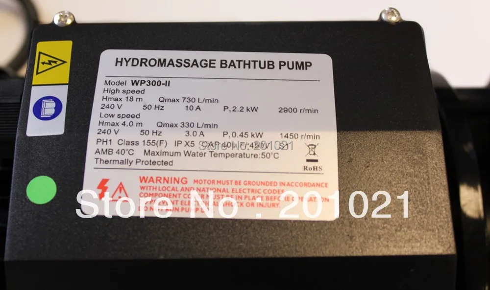 Фото Гидромассажная Ванна SPA & бассейн с двойной/двумя скоростями WP300 II 3.0HP/2200 кВт 3 0 Гидромассажная Ванна SPA & бассейн с двойной/двумя скоростями WP300 II 3.0HP/2200 кВт 3 0
