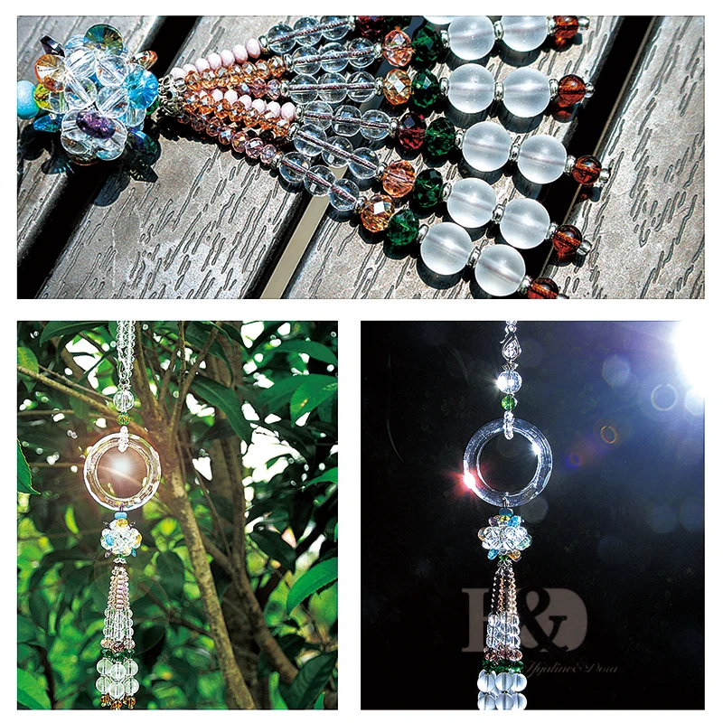 H &amp D 13 5 ''авто зеркало кулон Радуга производитель Suncatcher круг кристалл кластер