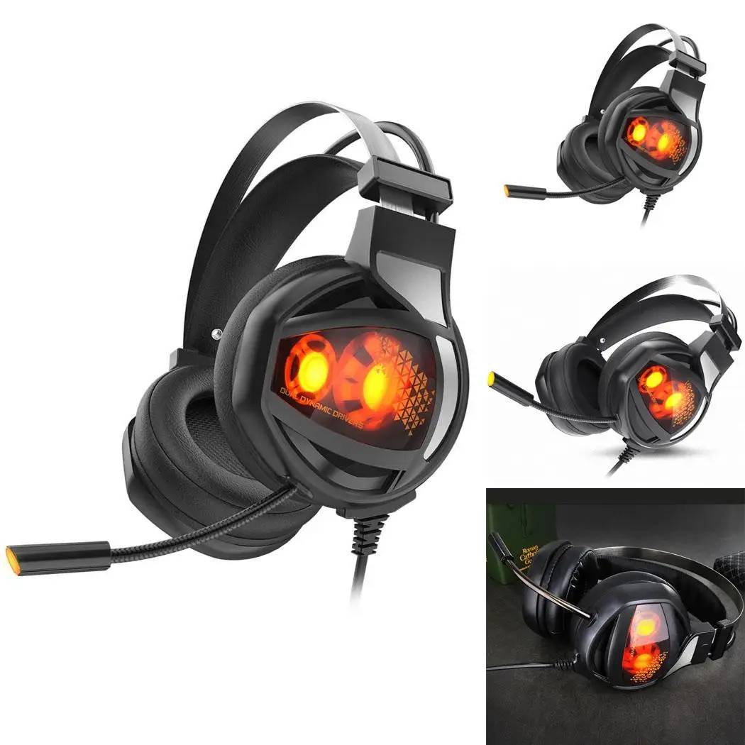 Повязка на голову игровой стерео HiFi гарнитура наушники с микрофоном складной