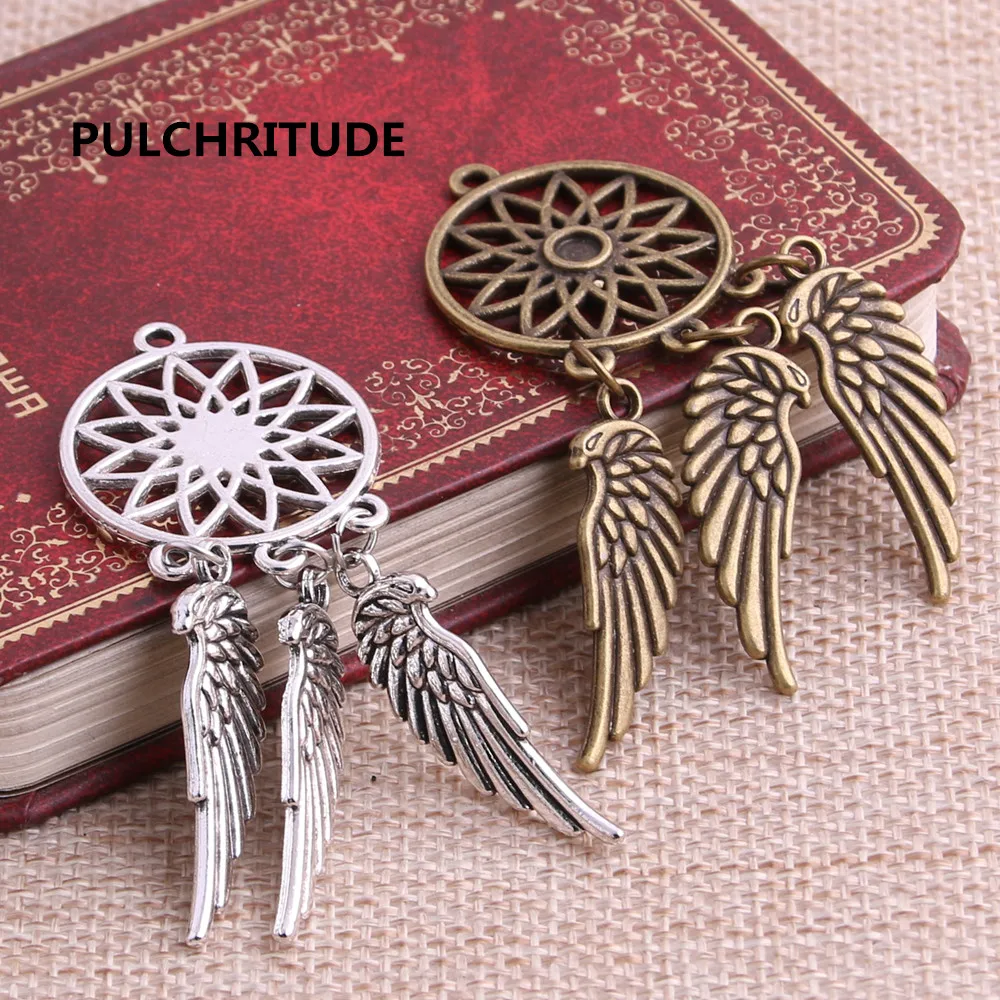 PULCHRITUDE 8 шт./лот сплав цинка античная бронза серебро дерево перо Ловец снов
