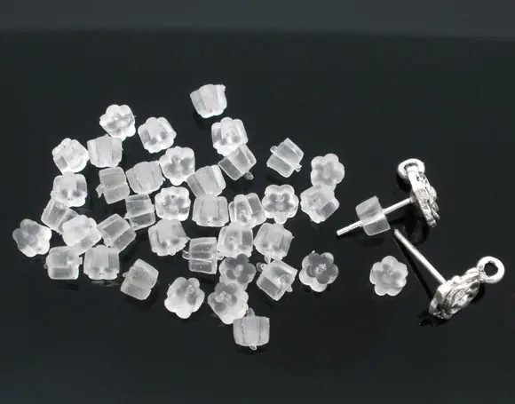 MJARYORIA 2017 Flower Rubber Back Earring Stoppers DIY Jewelry Findings Shape Transparent 4x4mm 5000PCs New Style | Украшения и