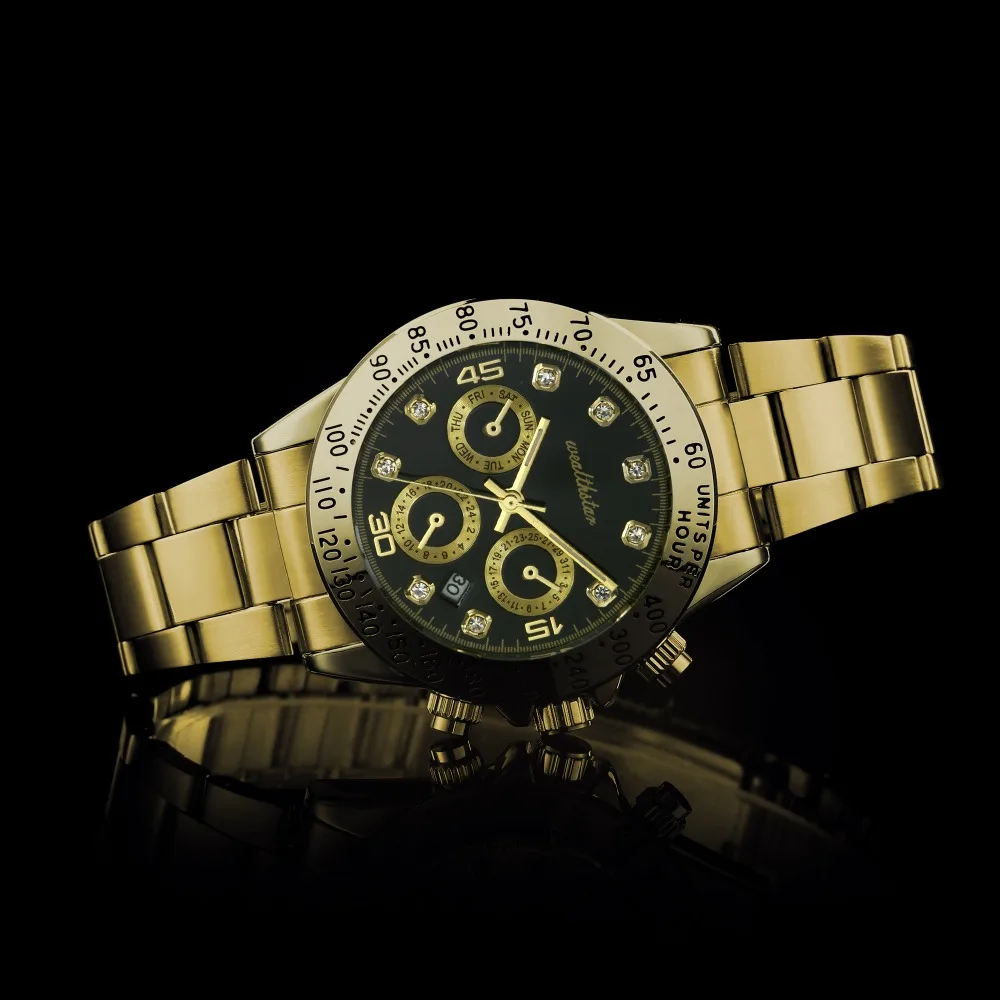 Wealthstar, люксовый бренд, нержавеющая сталь, часы daytona, мужские, модные, повседневные, бизнес, спортивные, GMT, мужские часы, для мужчин, для ролевых, в стиле милитари